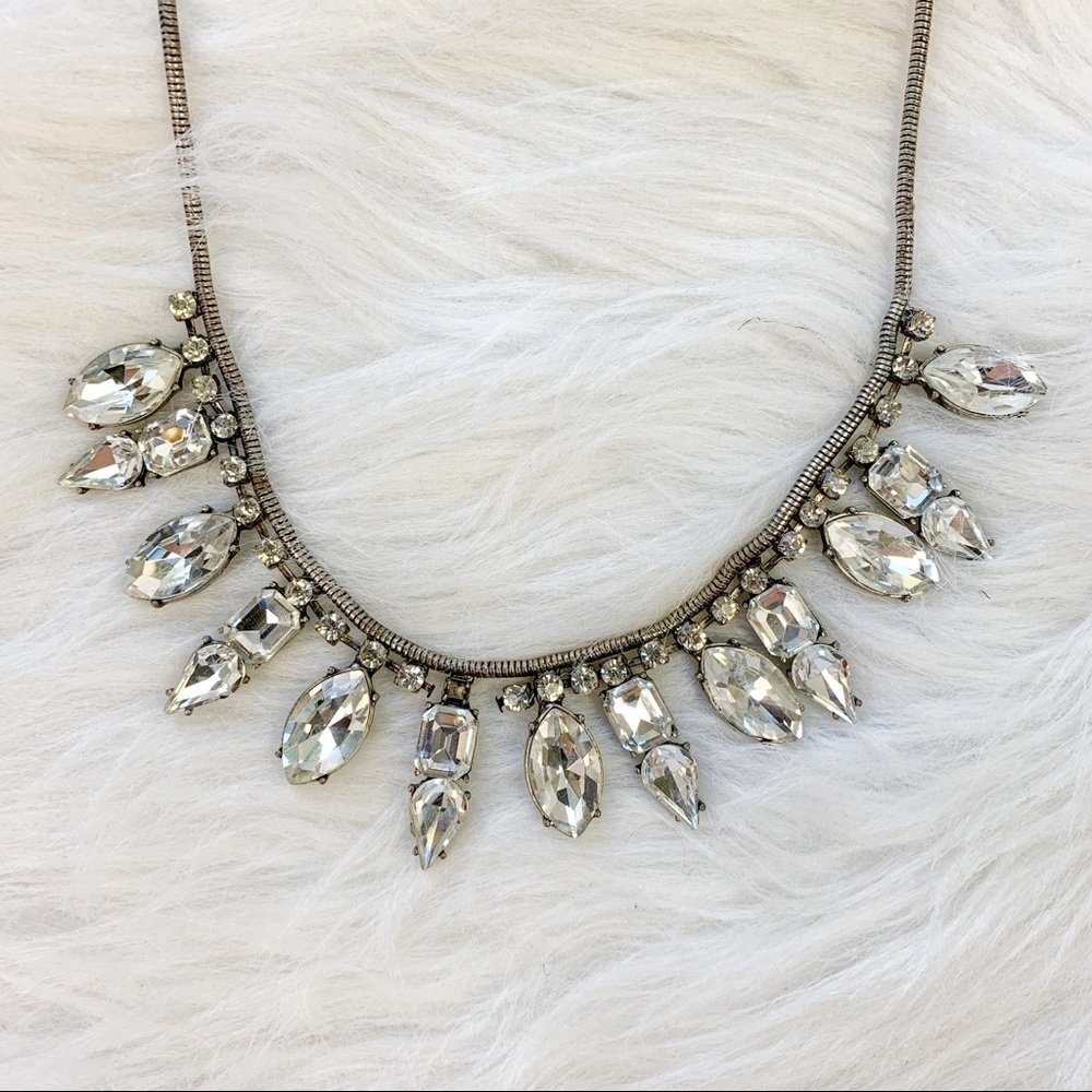 Boutique Silver Rhinestone Statement Necklace - image 1